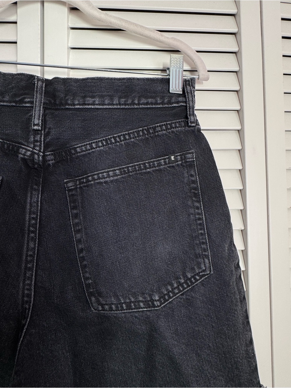 Everlane The Rigid Way High Jean Short Organic Cotton Cutoff Raw Hem Black 28 - Picture 8 of 10
